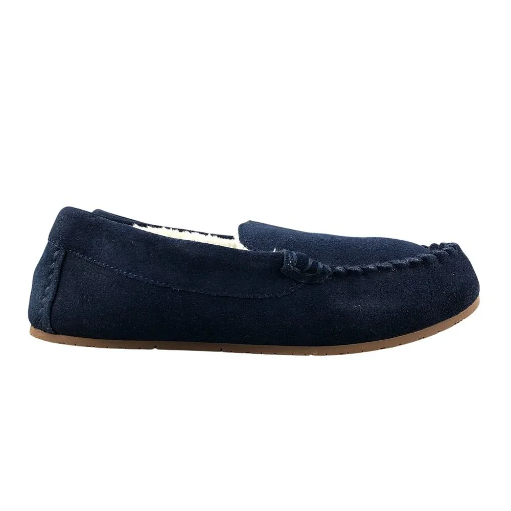 Lands' End Youth** Size 7M Dark Blue Suede Closed Toe Moccasin Slip On Slippers